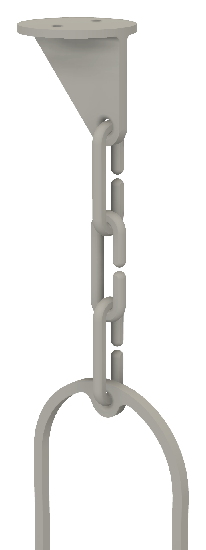 CAD detail of the ceiling mount, chain and handle